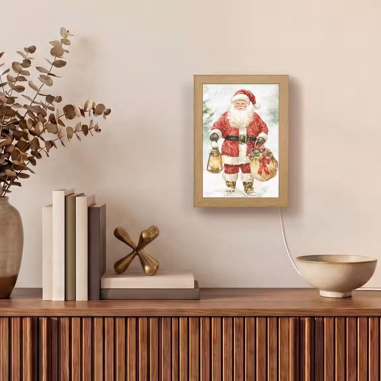 Kerstman- Winter - Sneeuw - Wit - Rood Light Box met kabel (Tafellamp) klein -sfeer2