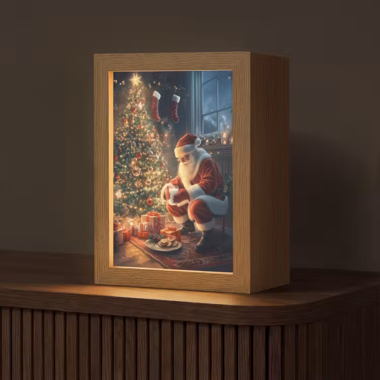 Kerstman - Haard - Donker Light Box met kabel (Tafellamp) klein -z3d_website