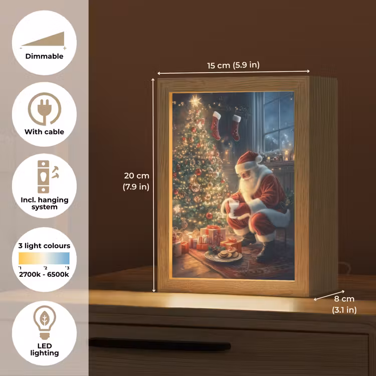 Kerstman - Haard - Donker Light Box met kabel (Tafellamp) klein -USP_EN