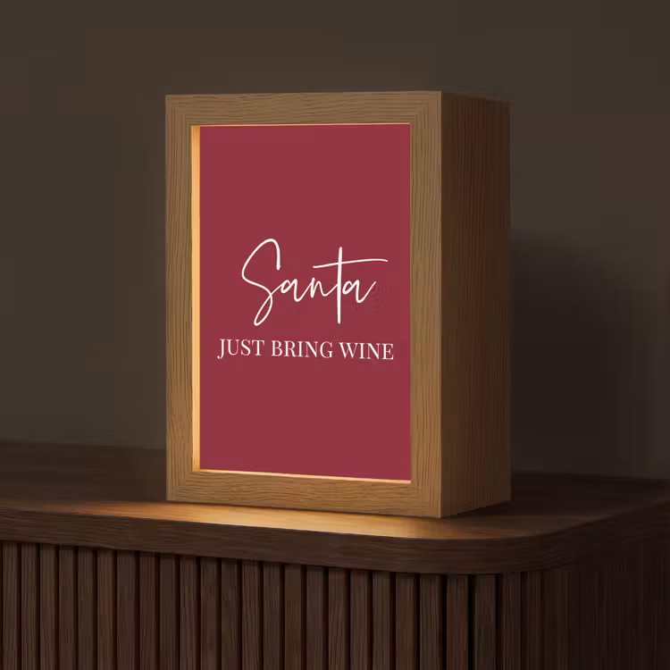 Santa - Wine - Rood - Kerst - Kerstman Light Box met kabel (Tafellamp) klein -z3d_website