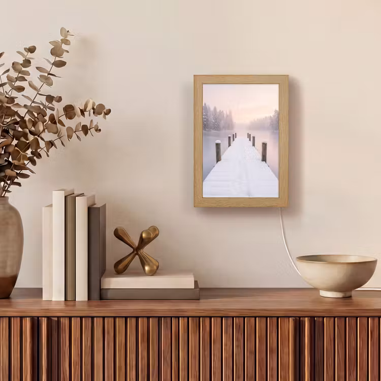 Steiger - Meer - Mist - Winter - Serene Light Box met kabel (Tafellamp) klein -sfeer2