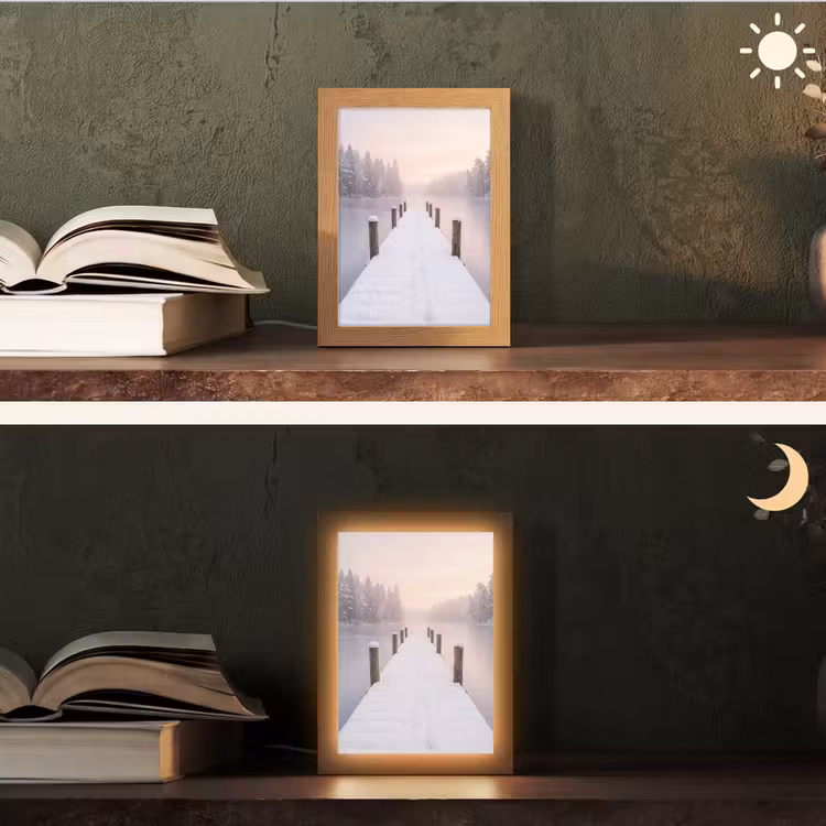 Steiger - Meer - Mist - Winter - Serene Light Box met kabel (Tafellamp) klein -sfeer3