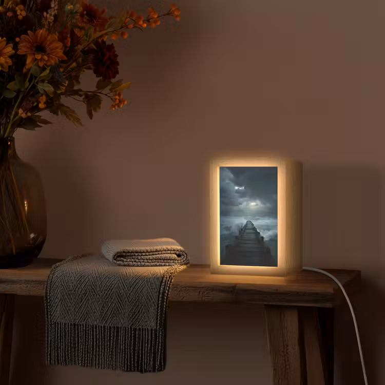 Steiger - Storm - Golven Light Box met kabel (Tafellamp) klein -sfeer4
