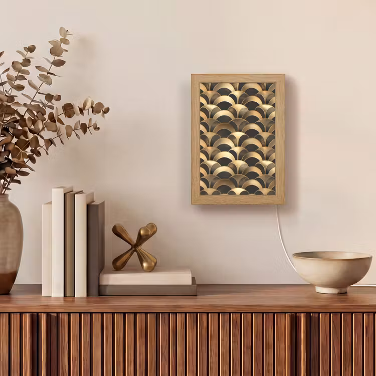 Schubben - Structuur - Goud Light Box met kabel (Tafellamp) klein 925 -sfeer2