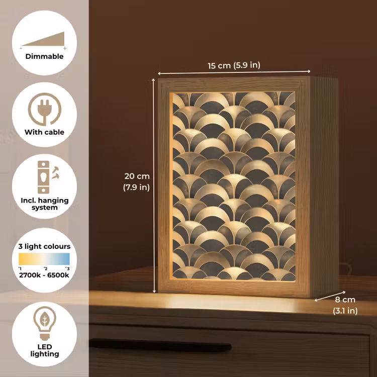 Schubben - Structuur - Goud Light Box met kabel (Tafellamp) klein 925 -USP_EN