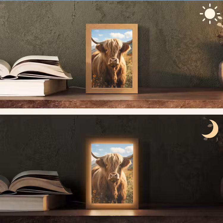Schotse hooglander - Dieren portret - Natuur - Dier Light Box met kabel (Tafellamp) klein -sfeer3