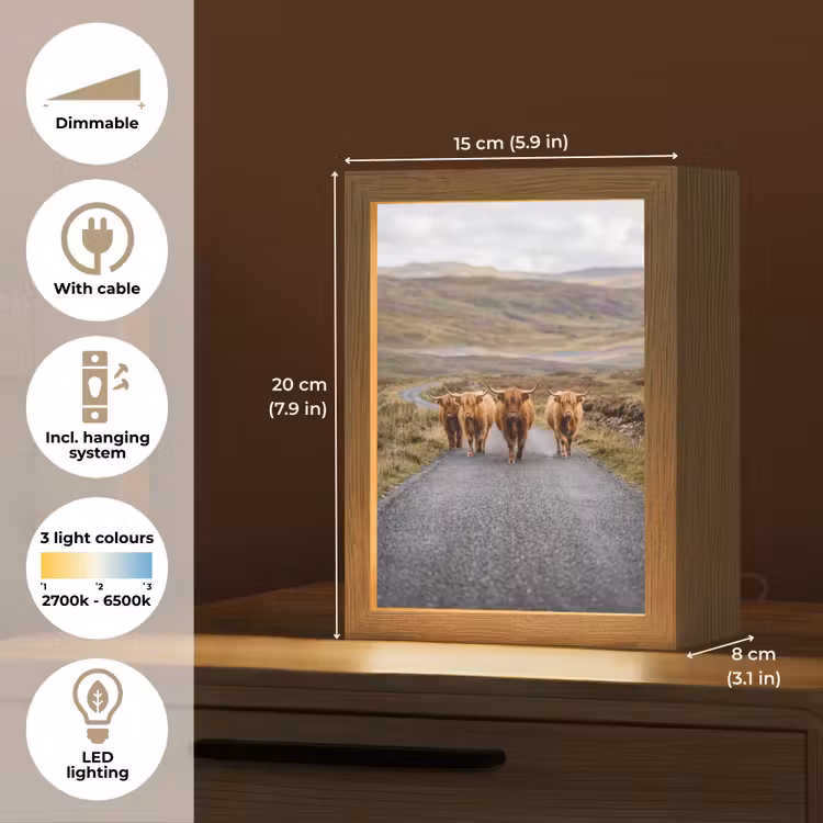 Schotse Hooglanders - Weg - Landschap - Kudde Light Box met kabel (Tafellamp) klein -USP_EN