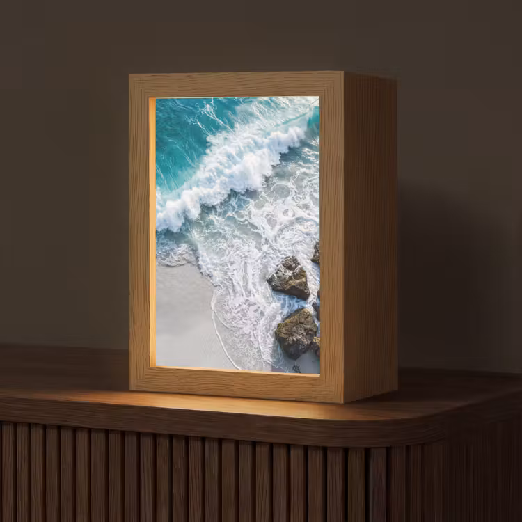 Zee - Golf - Strand - Natuur - Blauw Light Box met kabel (Tafellamp) klein -z3d_website