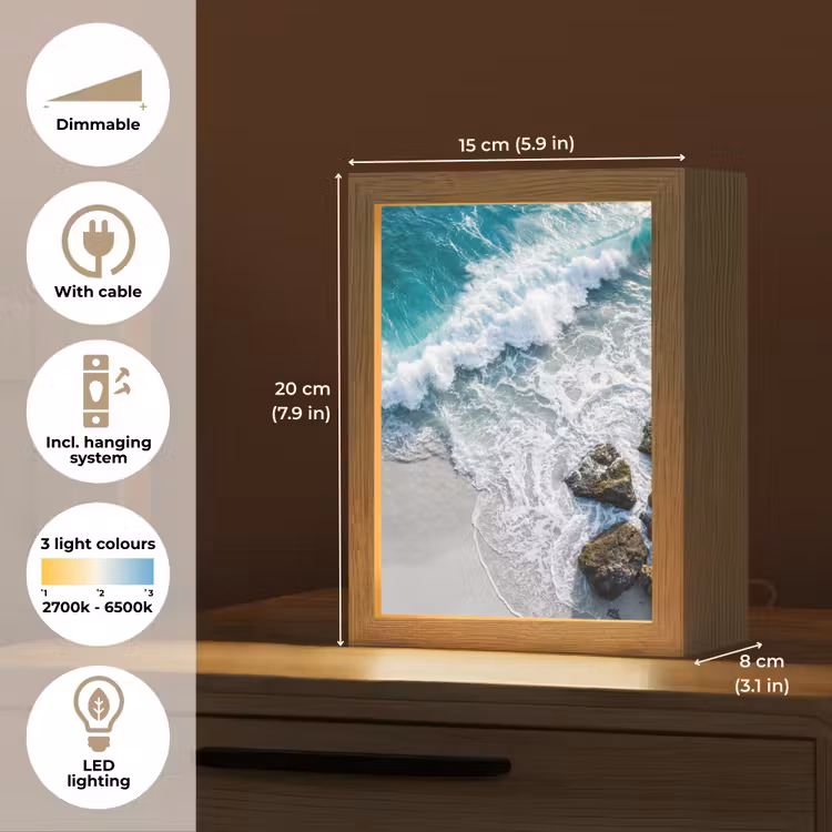 Zee - Golf - Strand - Natuur - Blauw Light Box met kabel (Tafellamp) klein -USP_EN