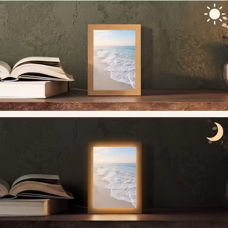 Zee - Golven - Strand - Natuur - Wit Light Box met kabel (Tafellamp) klein -sfeer3
