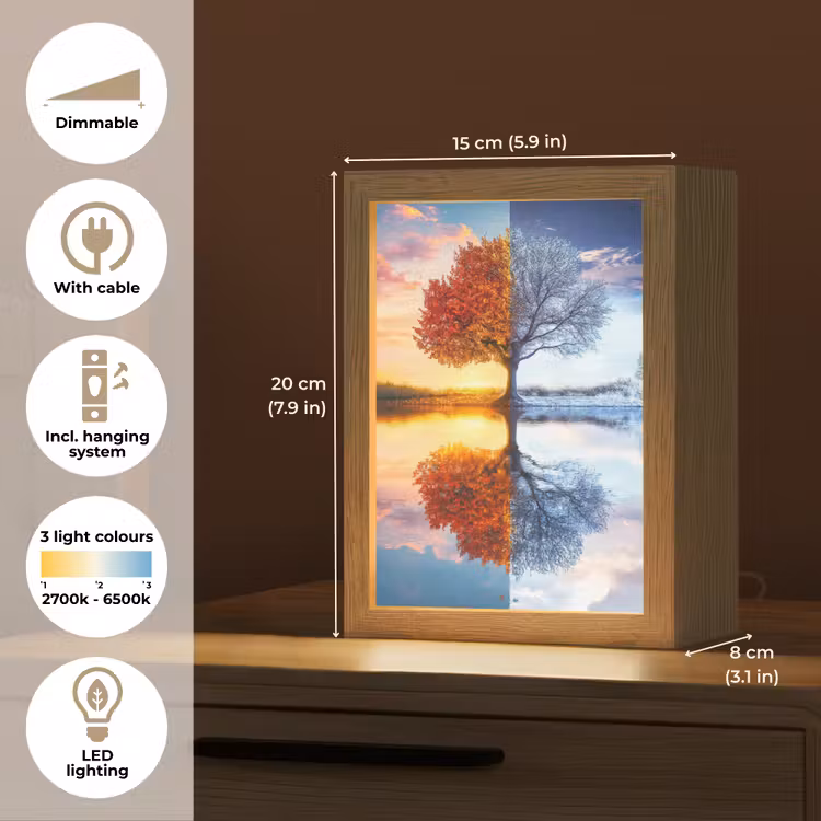 Seizoenen - Kunst - Boom - Herfst - Winter Light Box met kabel (Tafellamp) klein -USP_EN