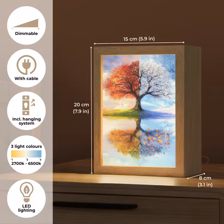 Seizoenen - Kunst - Boom - Winter - Herfst Light Box met kabel (Tafellamp) klein -USP_EN