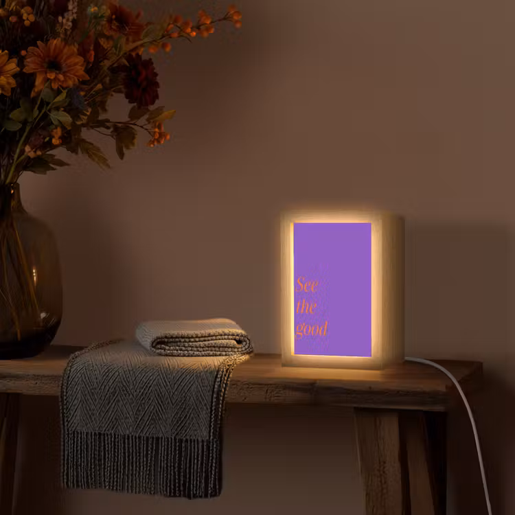 See the good - Oranje - Paars Light Box met kabel (Tafellamp) klein -sfeer4