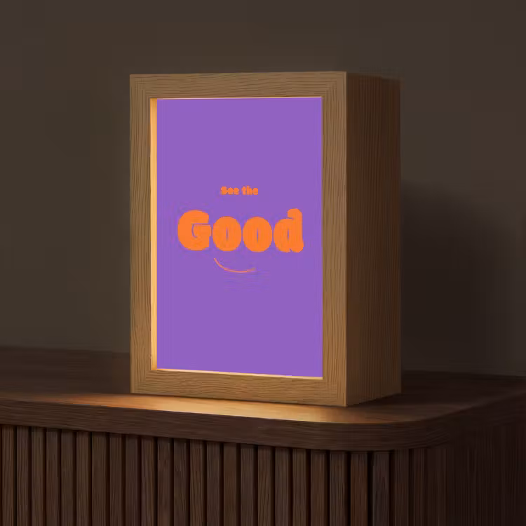 See the good - Oranje - Paars - Smiley Light Box met kabel (Tafellamp) klein -z3d_website