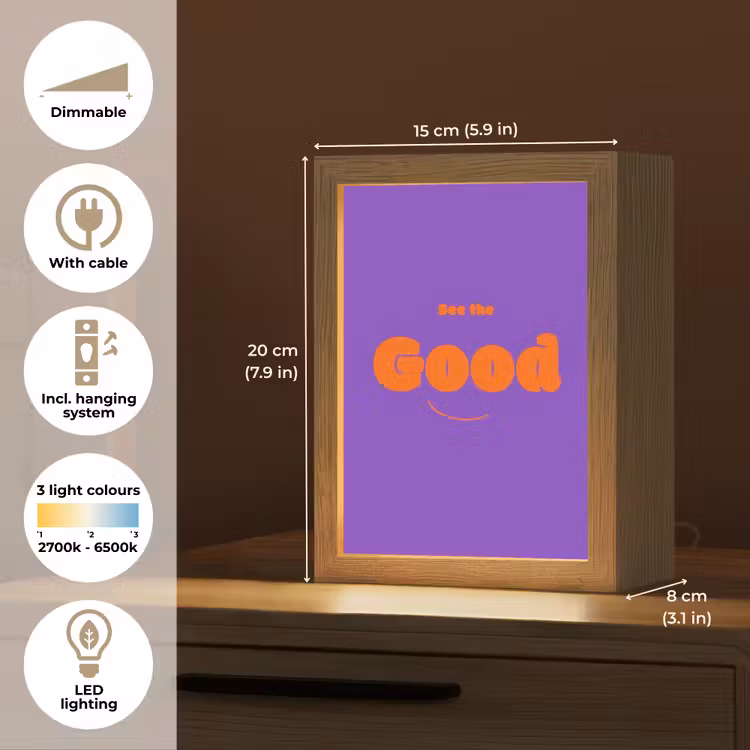 See the good - Oranje - Paars - Smiley Light Box met kabel (Tafellamp) klein -USP_EN