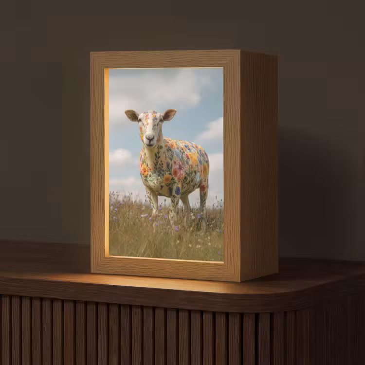 Schaap - Bloemen - Weide Light Box met kabel (Tafellamp) klein -z3d_website