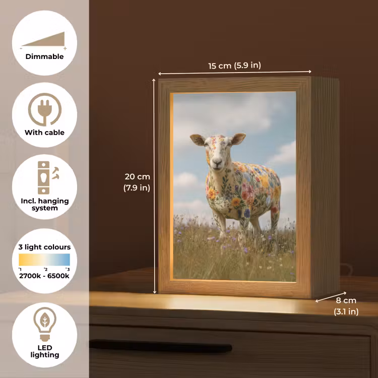 Schaap - Bloemen - Weide Light Box met kabel (Tafellamp) klein -USP_EN