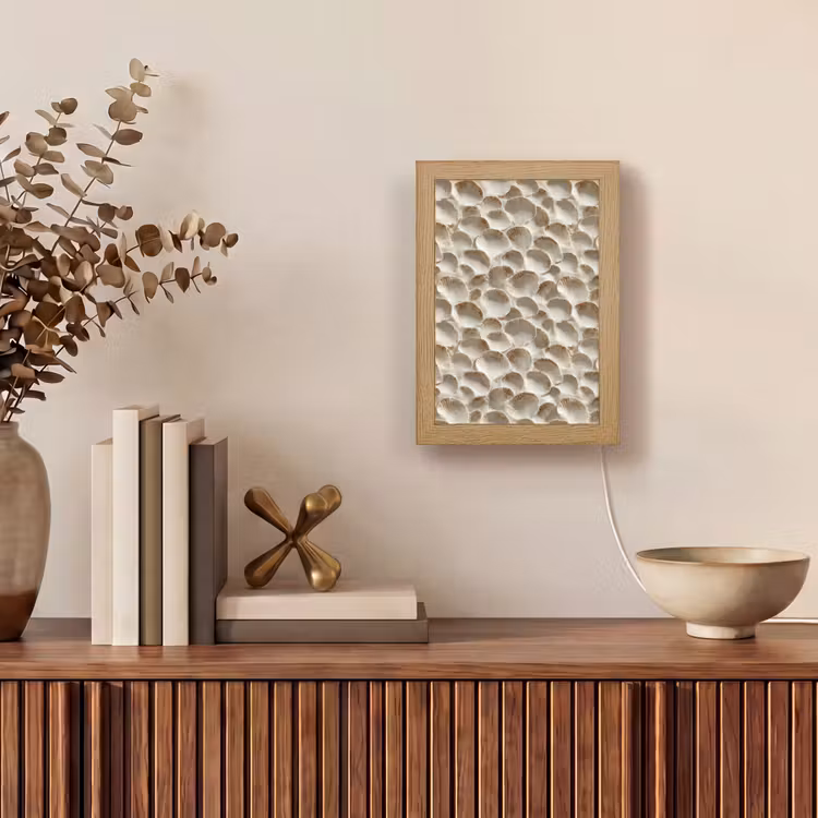 Schelpen - Waaiervorm - Wit Light Box met kabel (Tafellamp) klein 925 -sfeer2