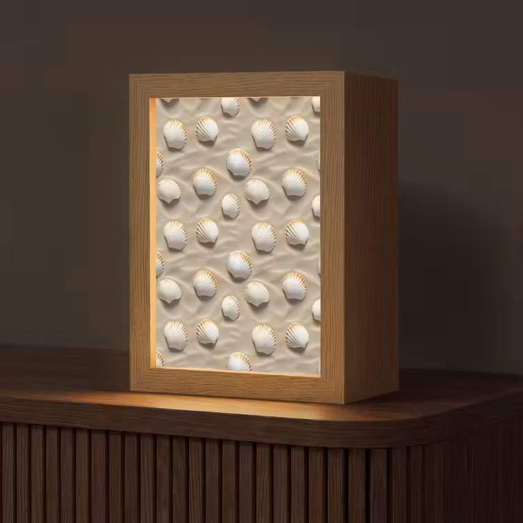 Schelpen - Zand - Maritiem Light Box met kabel (Tafellamp) klein 925 -z3d_website
