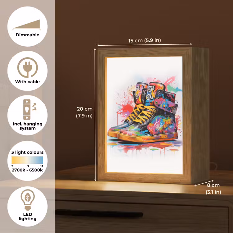 Schoenen - Graffiti - Wit - Kleuren Light Box met kabel (Tafellamp) klein -USP_EN