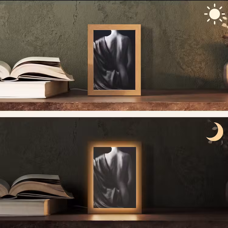Schouder - Zijde - Rug - Zwart - Wit - Elegant Light Box met kabel (Tafellamp) klein -sfeer3