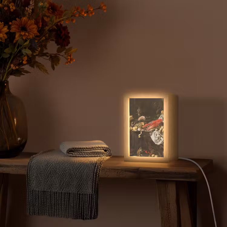 Pronkstilleven - Adriaen van Utrecht - Olieverf Light Box met kabel (Tafellamp) klein -sfeer4