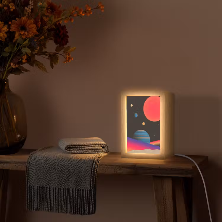 Hemel - Planeten - Felgekleurd Light Box met kabel (Tafellamp) klein -sfeer4