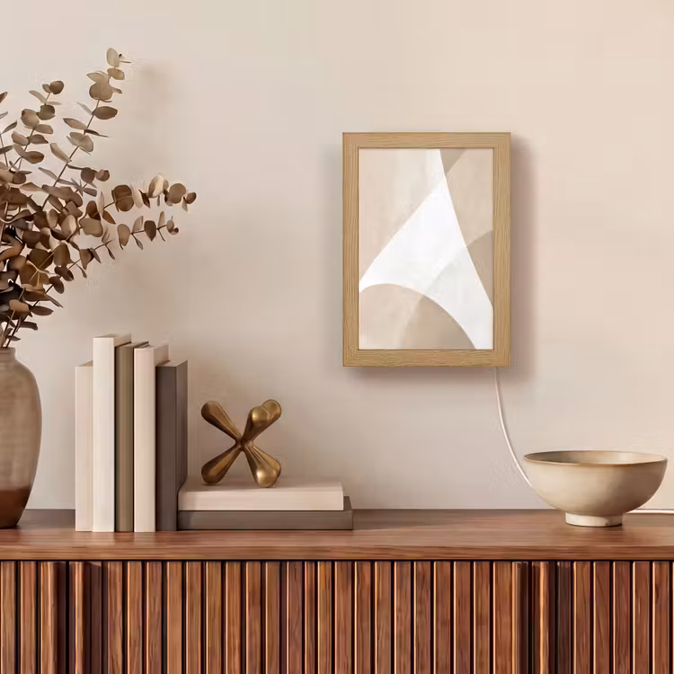 Vloeiende vlakken - Harmonieus - Golvend Light Box met kabel (Tafellamp) klein -sfeer2