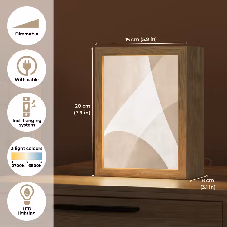 Vloeiende vlakken - Harmonieus - Golvend Light Box met kabel (Tafellamp) klein -USP_EN