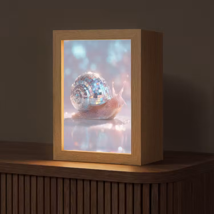 Slak - Disco - Mozaïek - Blauw Light Box met kabel (Tafellamp) klein -z3d_website