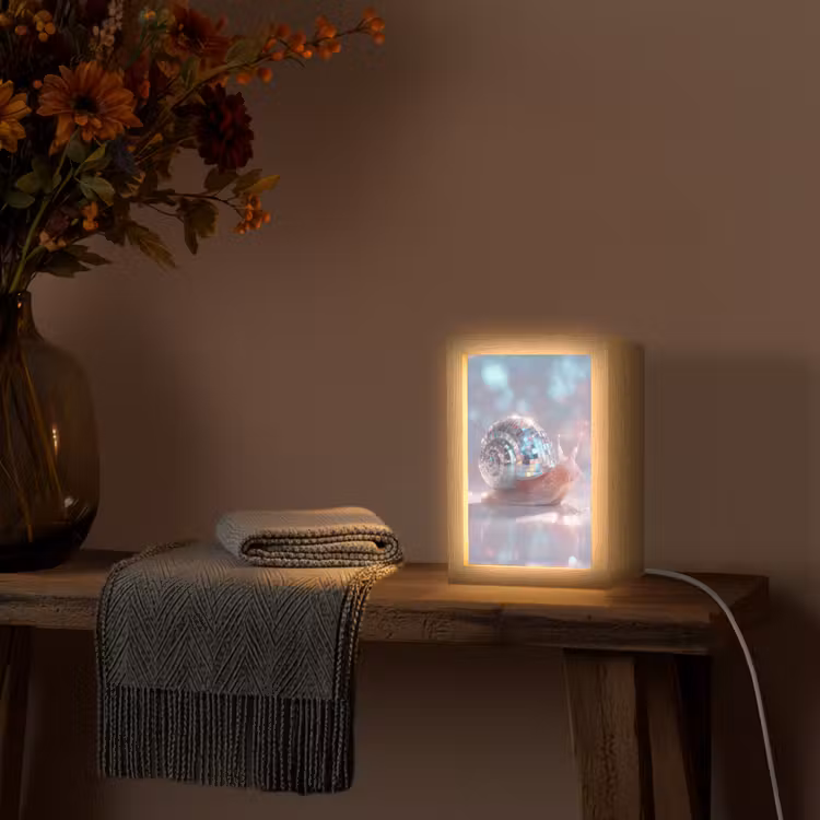 Slak - Disco - Mozaïek - Blauw Light Box met kabel (Tafellamp) klein -sfeer4