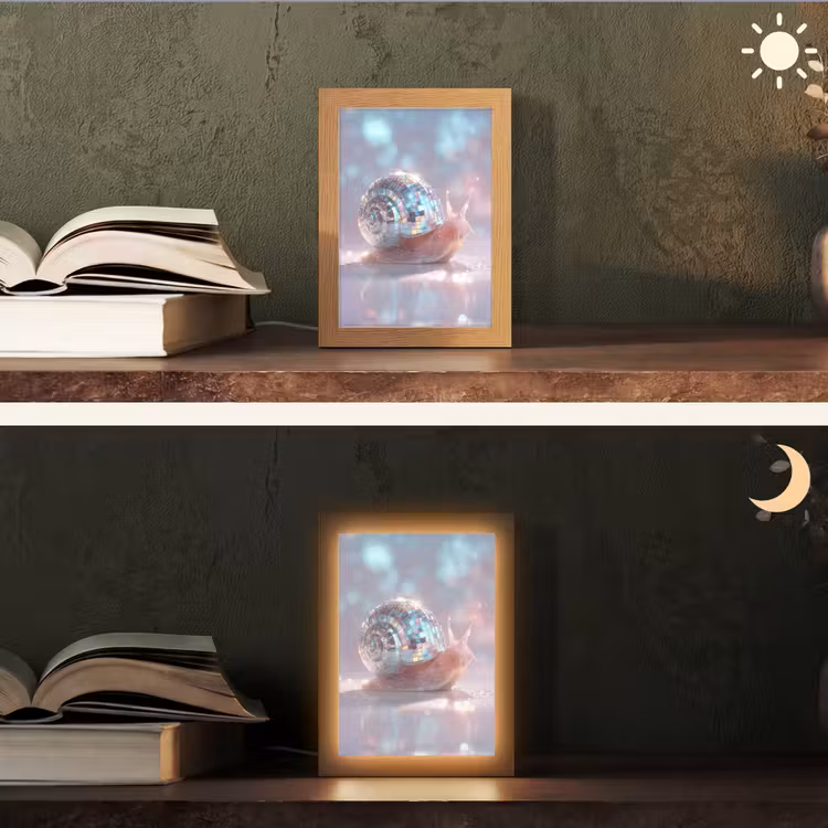 Slak - Disco - Mozaïek - Blauw Light Box met kabel (Tafellamp) klein -sfeer3