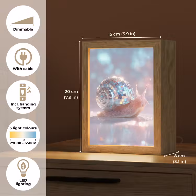 Slak - Disco - Mozaïek - Blauw Light Box met kabel (Tafellamp) klein -USP_EN