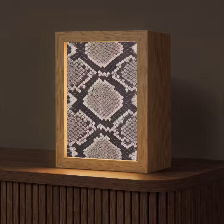 Slangenleer - Patroon - Beige Light Box met kabel (Tafellamp) klein -z3d_website