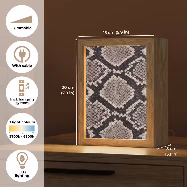 Slangenleer - Patroon - Beige Light Box met kabel (Tafellamp) klein -USP_EN