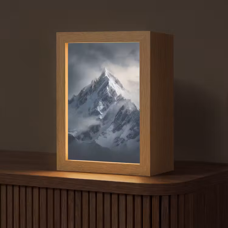 Sneeuw - Berg - Wolken Light Box met kabel (Tafellamp) klein -z3d_website