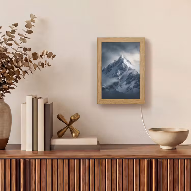 Sneeuw - Berg - Wolken Light Box met kabel (Tafellamp) klein -sfeer2