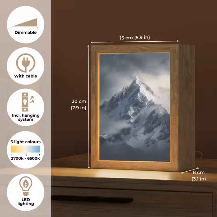 Sneeuw - Berg - Wolken Light Box met kabel (Tafellamp) klein -USP_EN