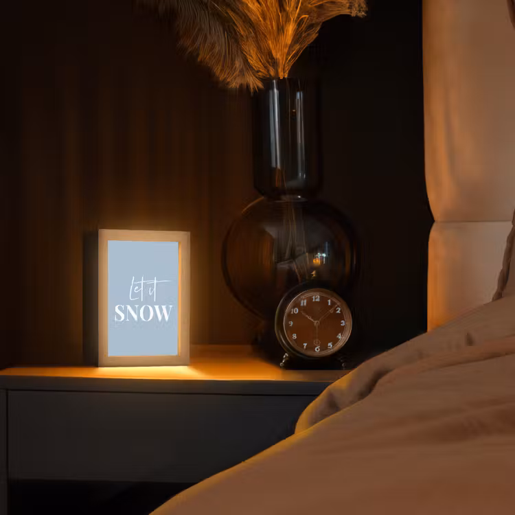 Sneeuw - Winter - Blauw - Let it snow Light Box met kabel (Tafellamp) klein -sfeer1