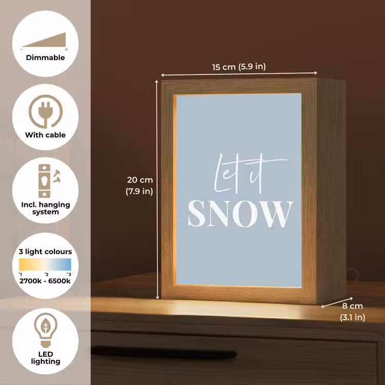 Sneeuw - Winter - Blauw - Let it snow Light Box met kabel (Tafellamp) klein -USP_EN