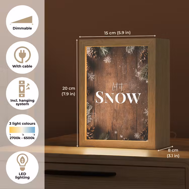 Sneeuw - Houtlook - Quote - Let it snow Light Box met kabel (Tafellamp) klein -USP_EN