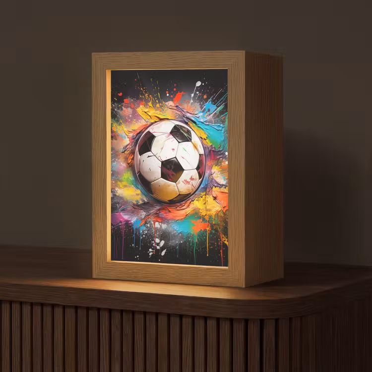 Voetbal - Verf - Kleuren - Zwart - Wit Light Box met kabel (Tafellamp) klein -z3d_website