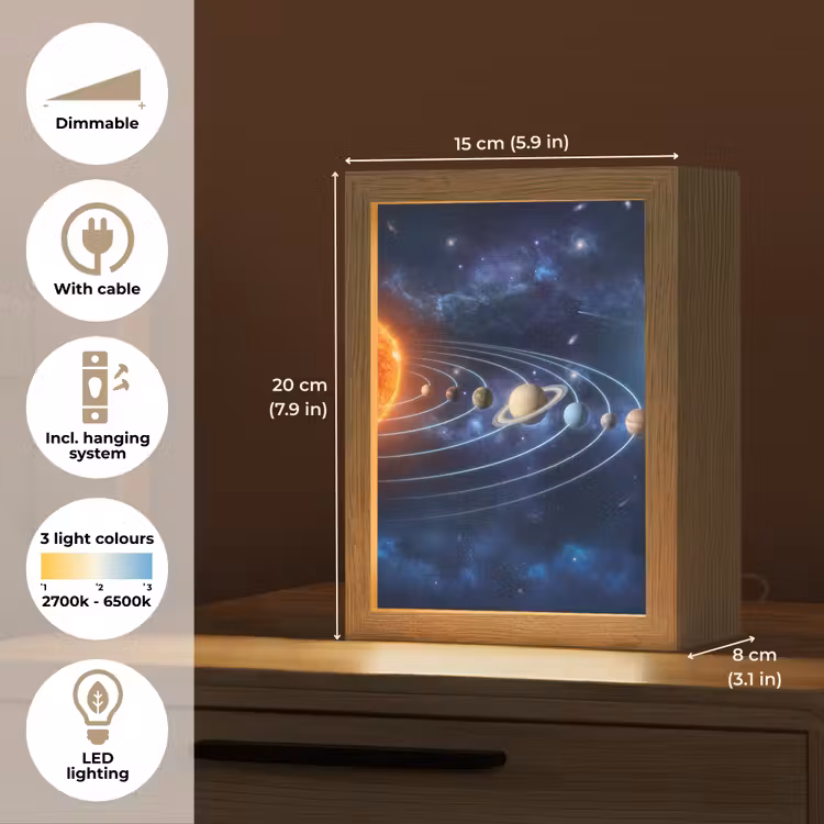 Ruimte - Zonnestelsel - Blauw Light Box met kabel (Tafellamp) klein -USP_EN