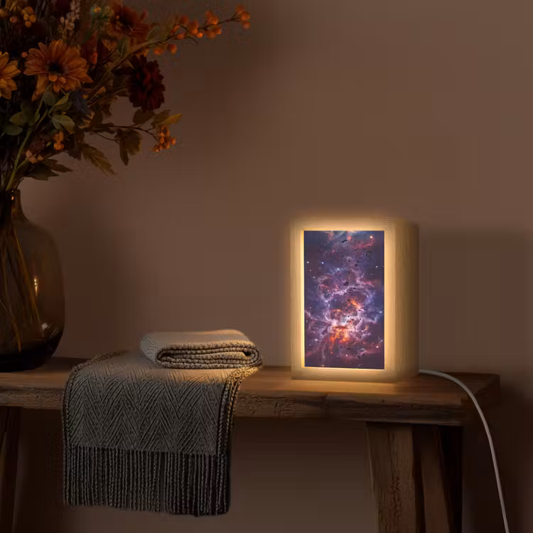 Space - Stars - Abstract - Colorful Light Box met kabel (Tafellamp) klein -sfeer4