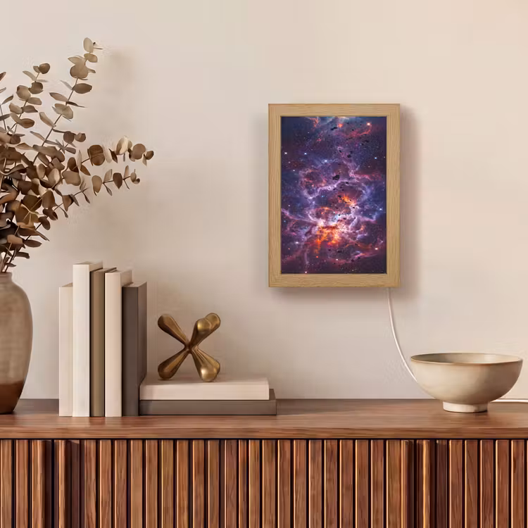 Space - Stars - Abstract - Colorful Light Box met kabel (Tafellamp) klein -sfeer2