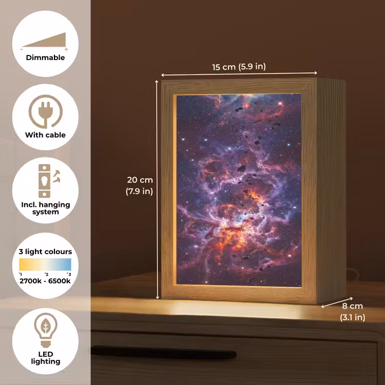 Space - Stars - Abstract - Colorful Light Box met kabel (Tafellamp) klein -USP_EN