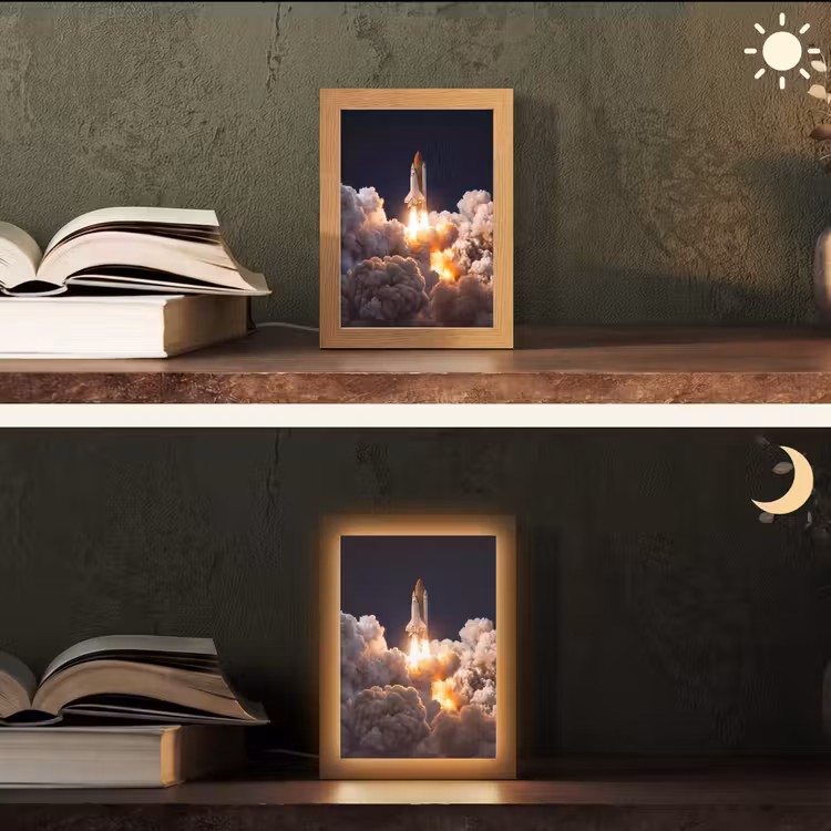 Table Lamp - Spacecraft - Launch - Stars - Ruimtevaartuig - Lancering - Sterren Light Box met kabel (Tafellamp) klein