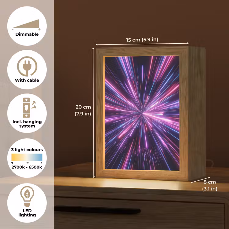 Lichtsnelheid - Ruimte - Roze - Paars Light Box met kabel (Tafellamp) klein -USP_EN