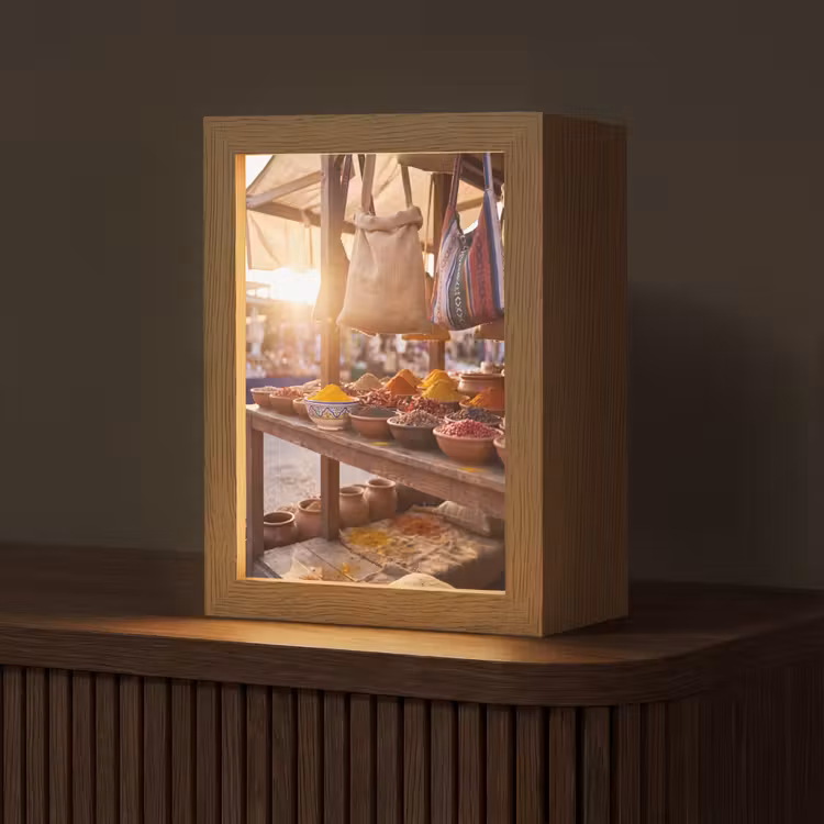 Table Lamp - Spices - Market - Colorful - Specerijen - Markt - Kleurrijk Light Box met kabel (Tafellamp) klein