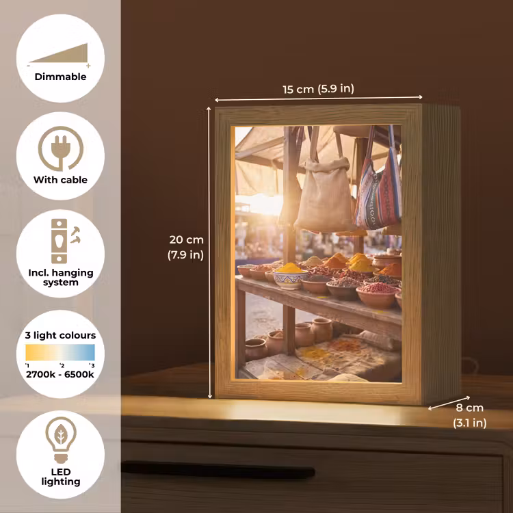 Table Lamp - Spices - Market - Colorful - Specerijen - Markt - Kleurrijk Light Box met kabel (Tafellamp) klein